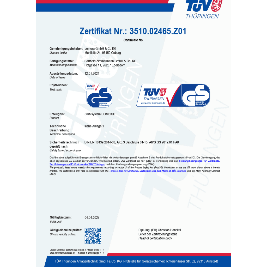 Zertifikate | Stühle/Sitzmöbel | COMBISIT