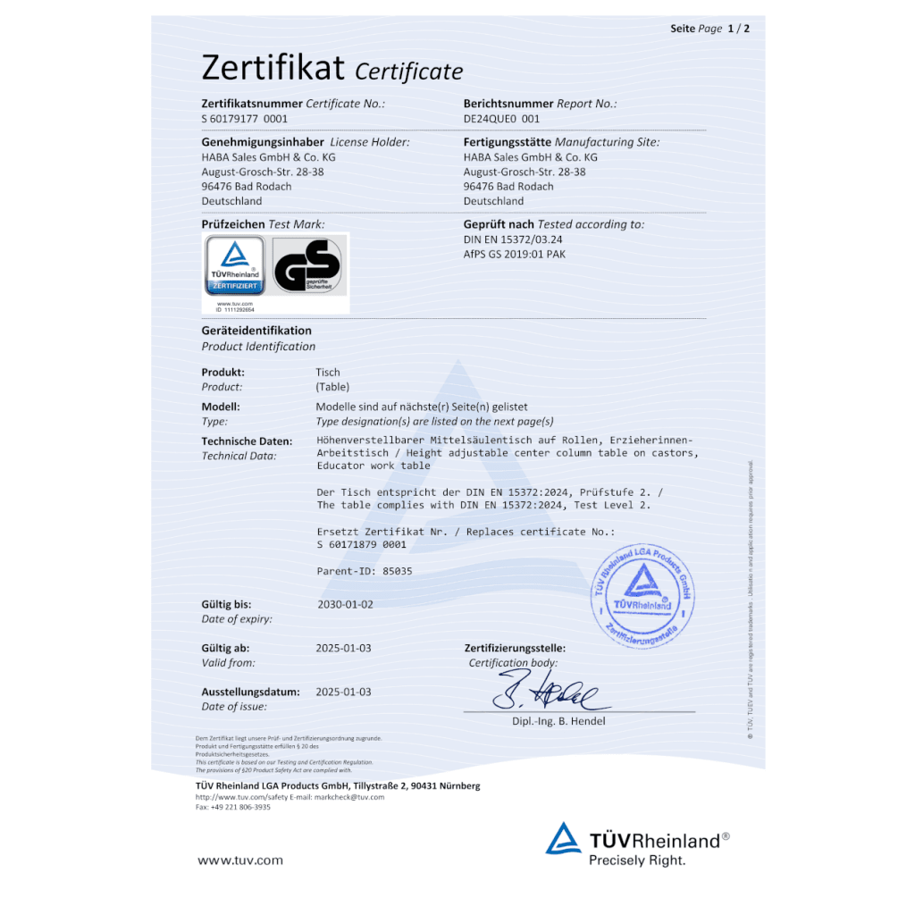 Zertifikate  | Tische | Erzieher*innenarbeitstische