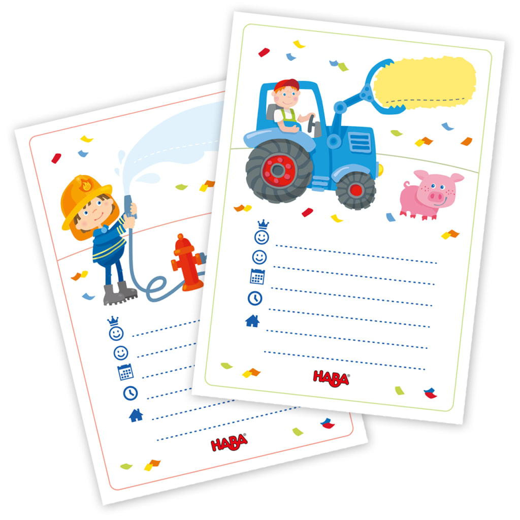 Kindergeburtstag planen leicht gemacht | Einladungskarten Feuerwehr und Bauernhof Karte