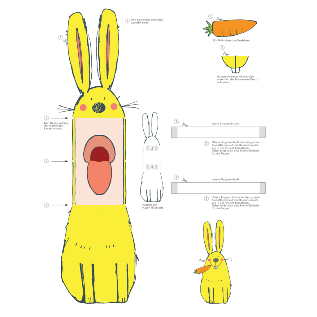 Mal- und Bastelvorlagen |  Image | Bild Bastelvorlage Finger- Osterhase gelb