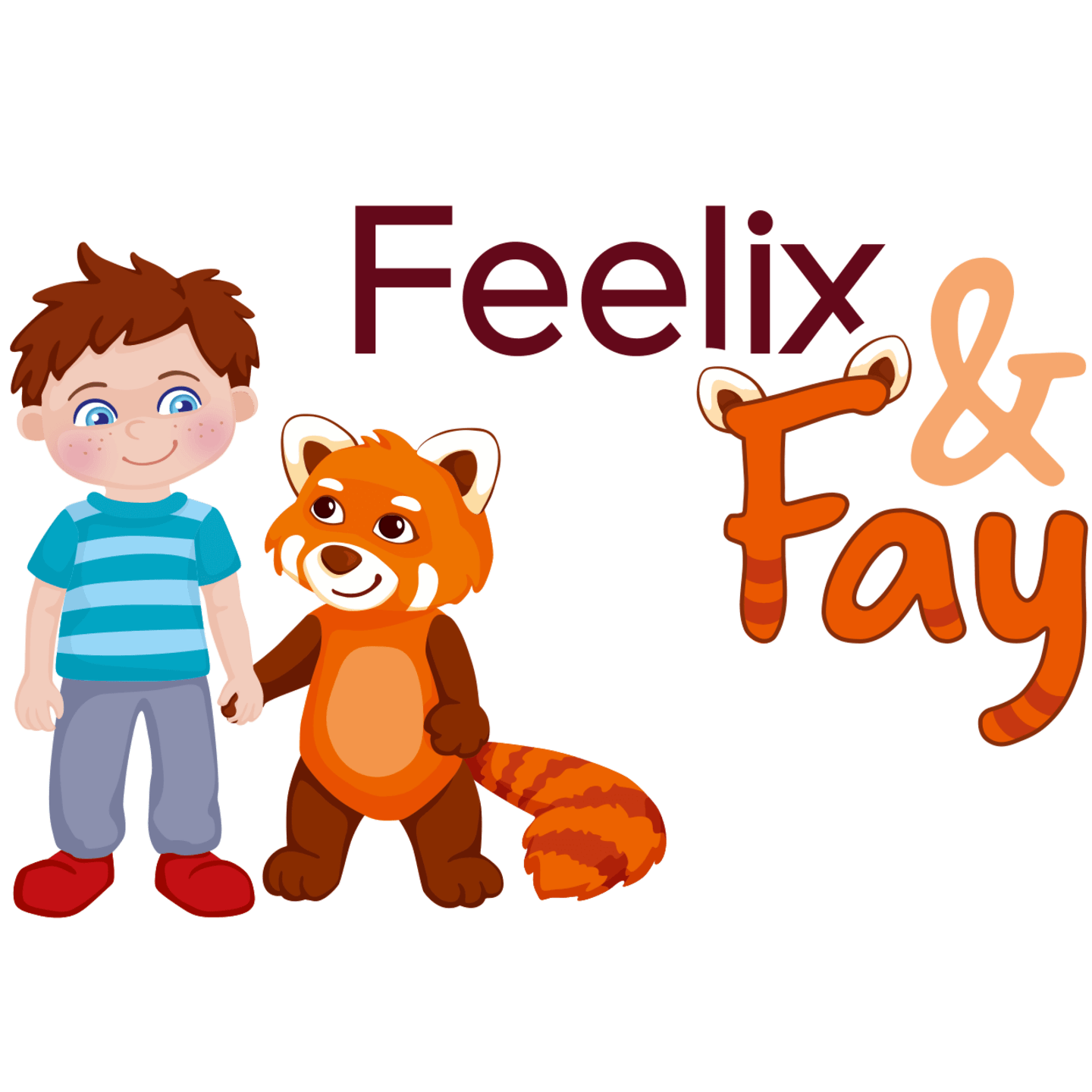 Feelix & Fay | Zeichnung von Feelix und Fay. Junge mit Waschbär 