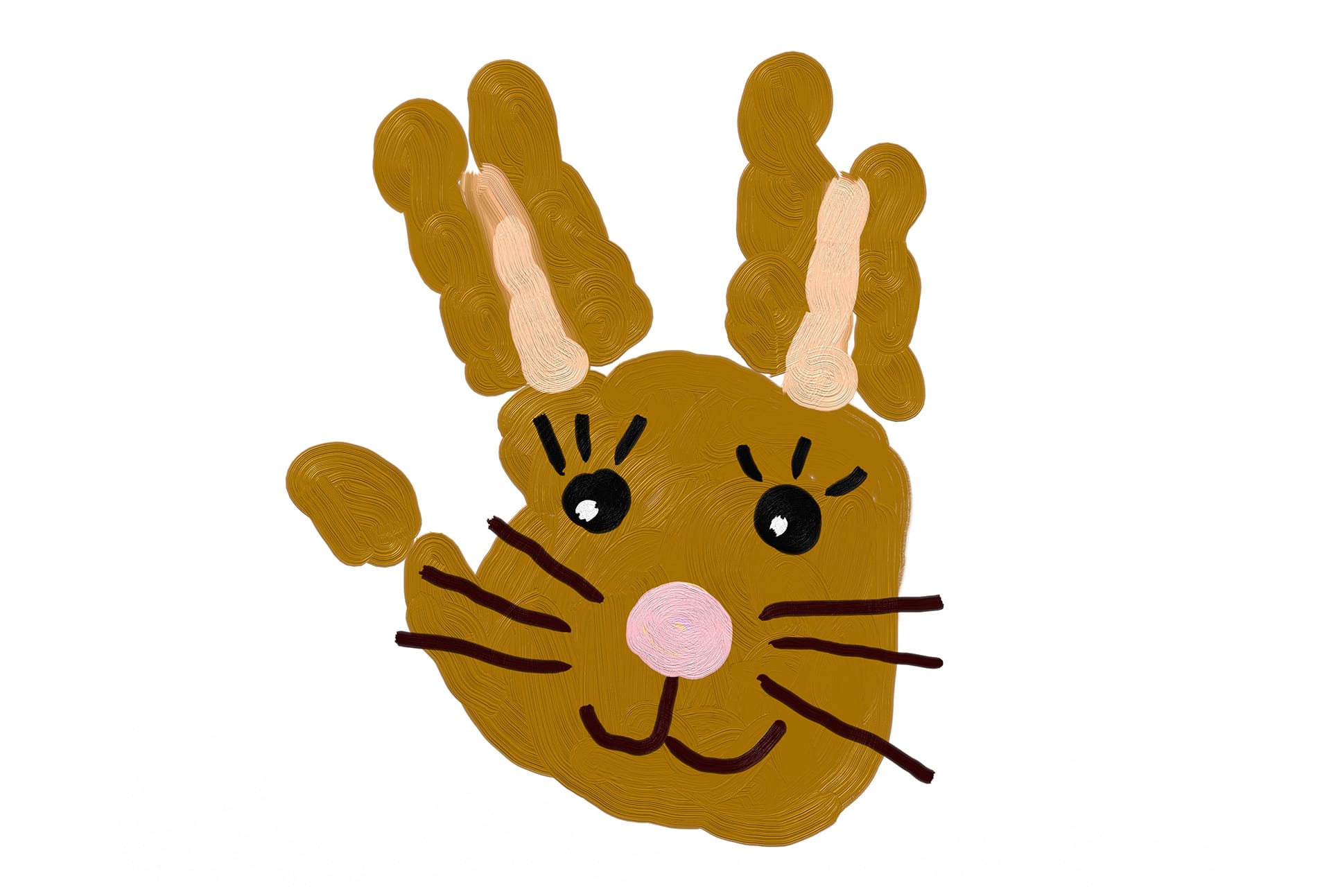 Osterkarten basteln mit Kindern | brauner Handabdruck als Osterhase angemalt