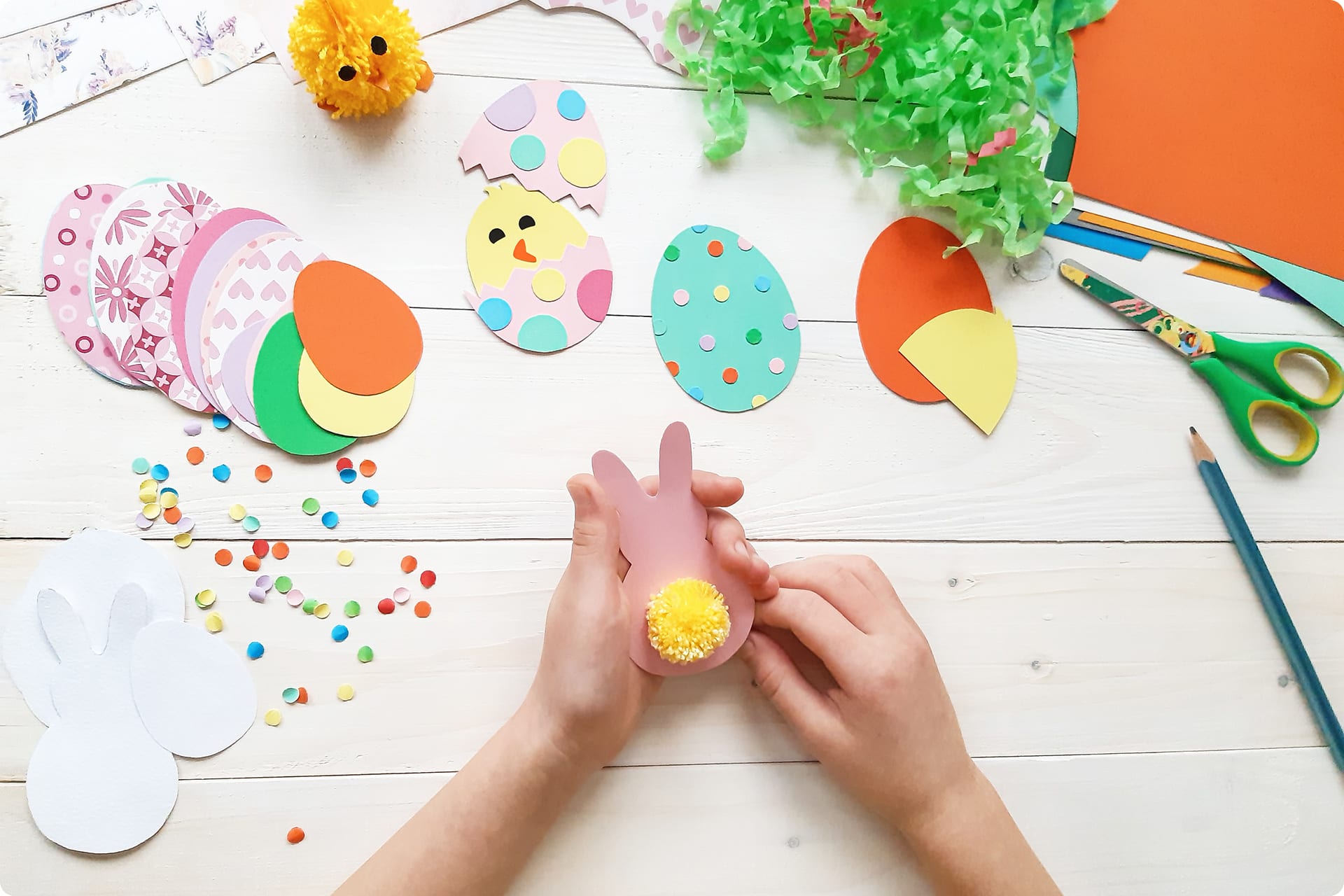 Osterkarten basteln mit Kinder | Osterhasen aus Tonpapier