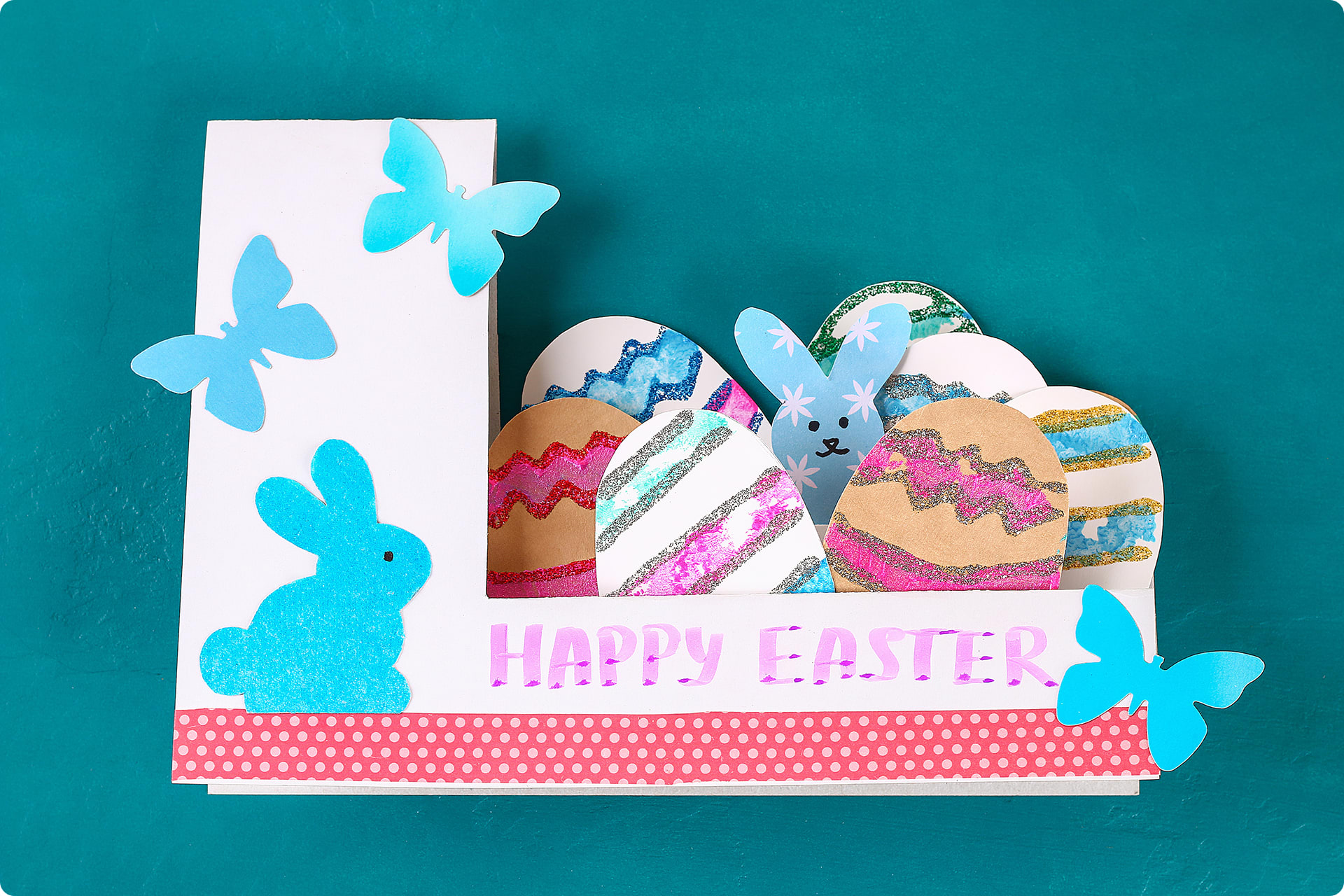 Osterkarten basteln mit Kindern | Klappkarte mit Happy Easter 