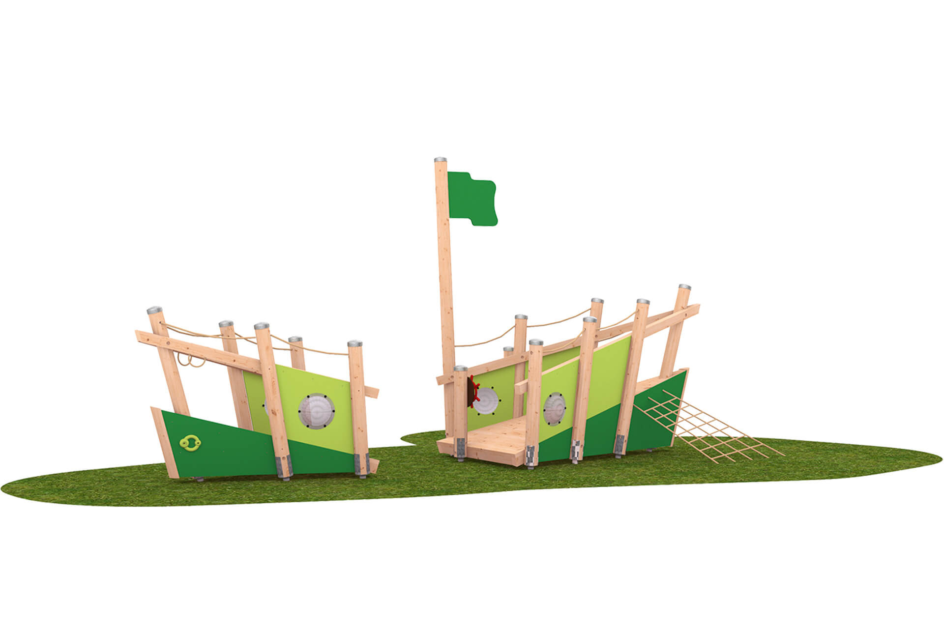 Outdoor-Spielsystem | Spielhäuschen und Themenschiff | Spielhaus mit Tau