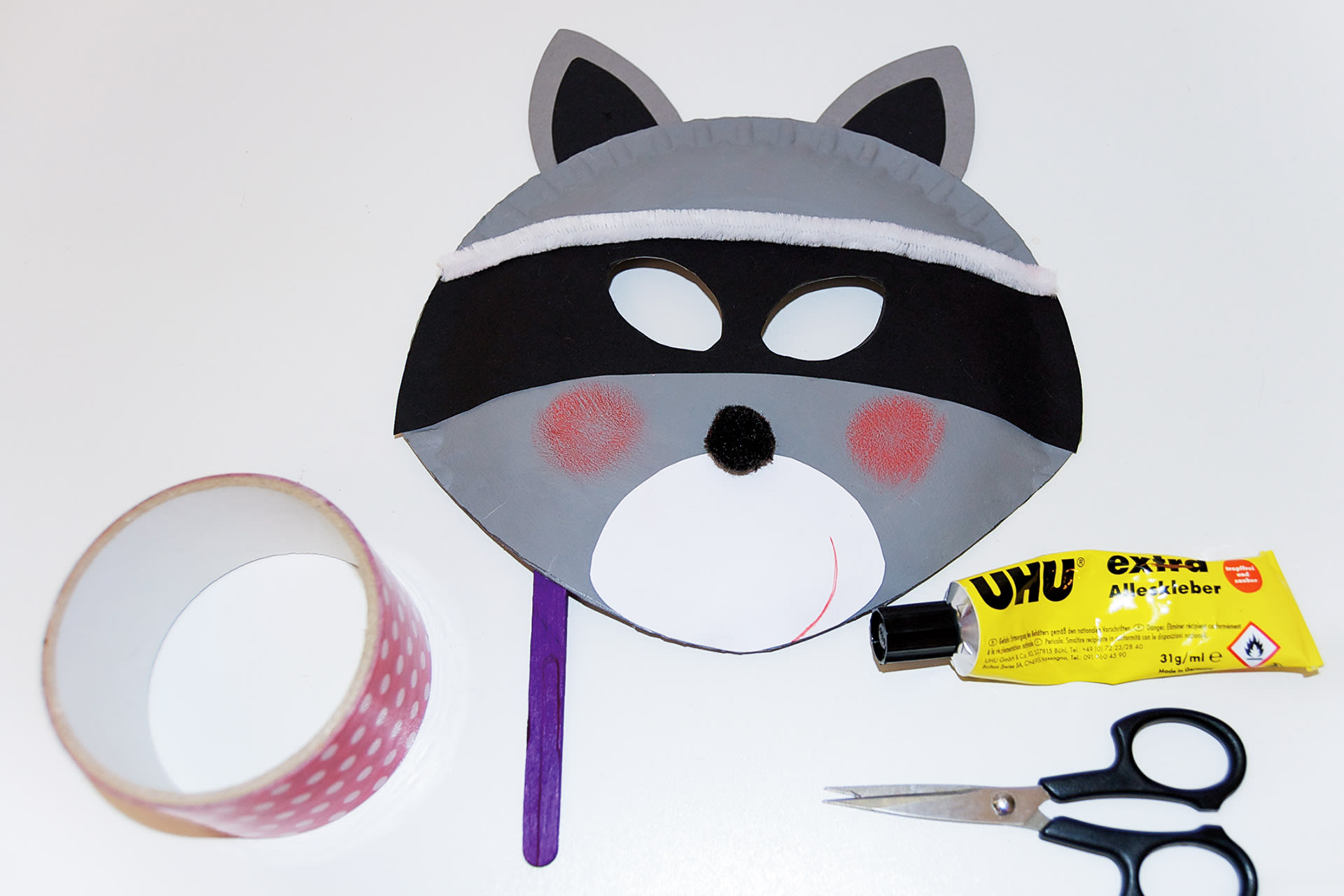 Tiermasken basteln | Waschbärmaske basteln