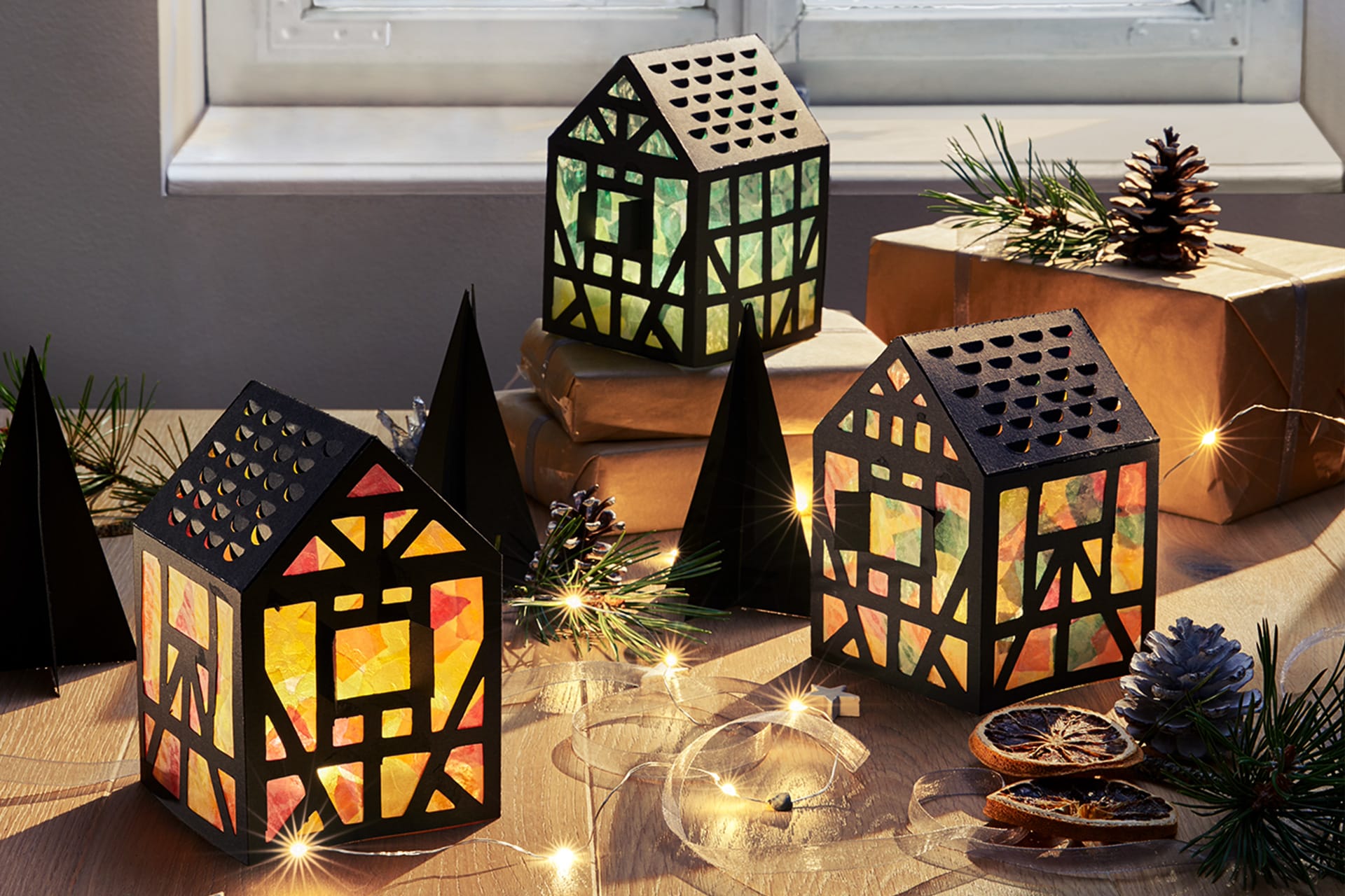 Weihnachtsdeko basteln | bunte Weihnachtsstadt