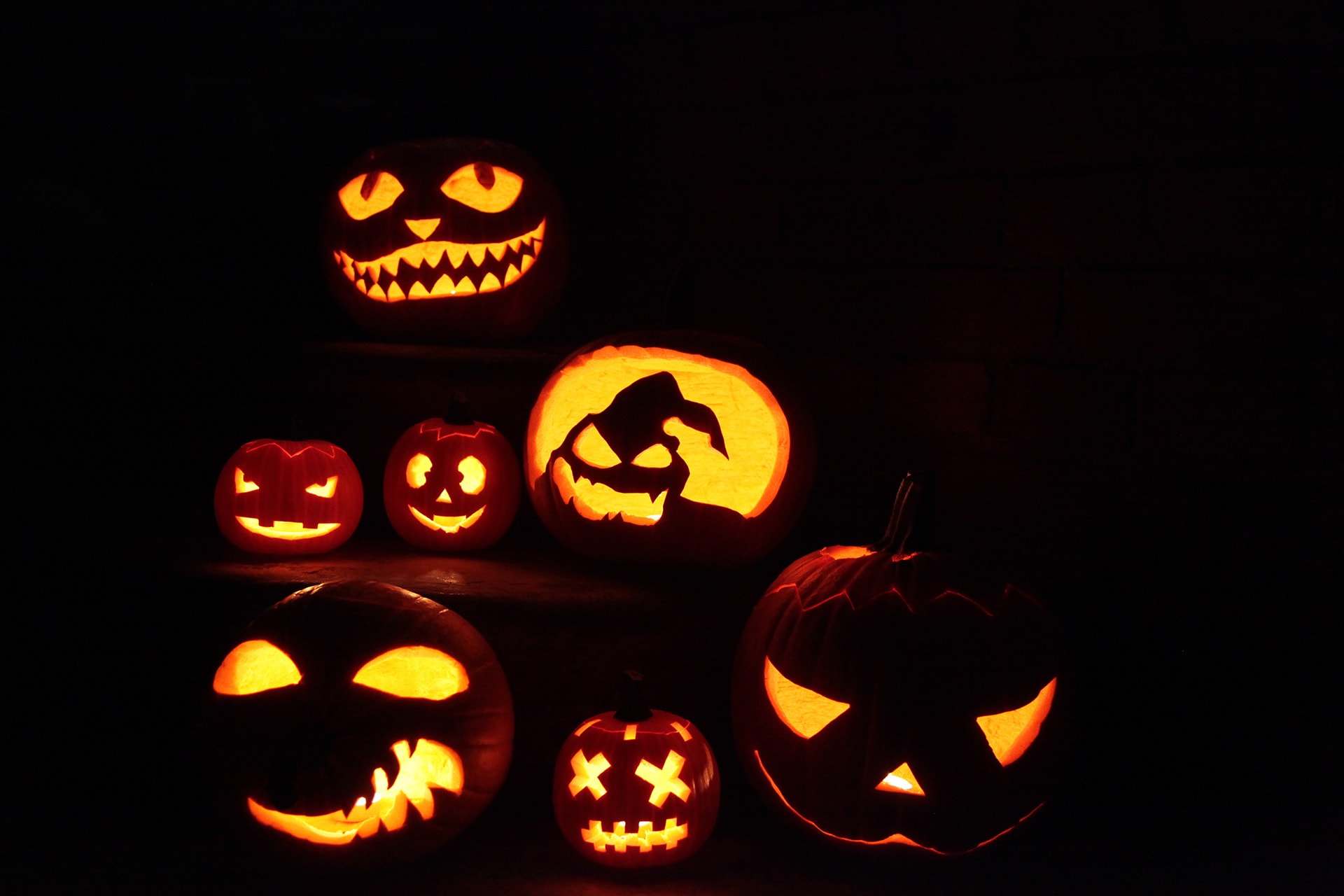 Halloween Party | Geschnitzte Kürbis-Laternen leuchten im Dunkeln