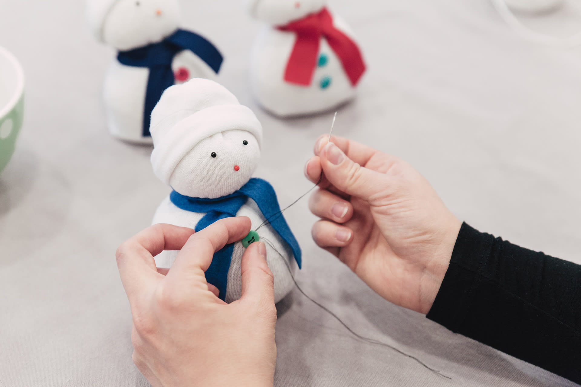Basteln im Winter | Schneemannsocke basteln 