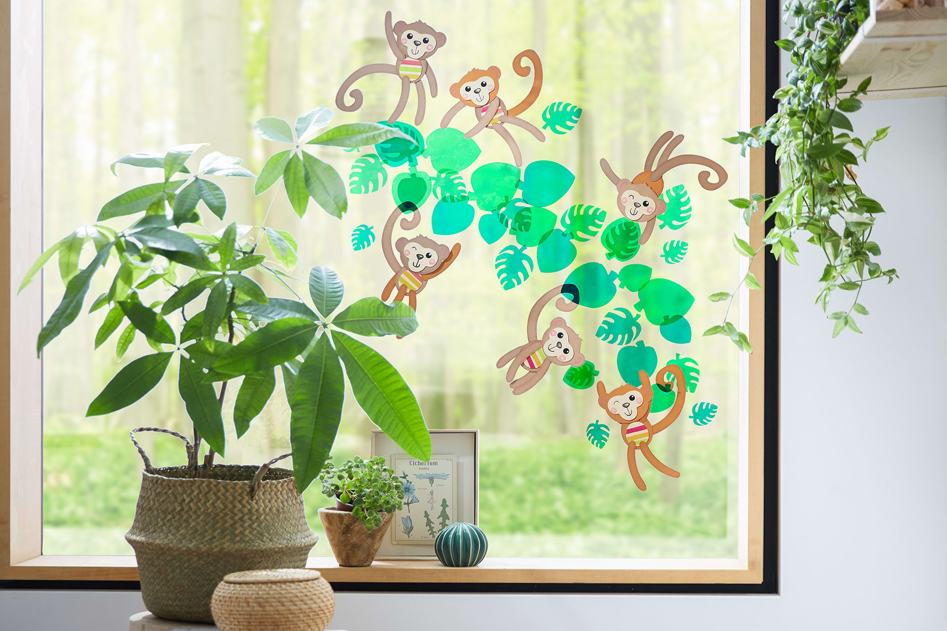 Basteln mit Kindern |  Fensterbilder mit Affenmotiven