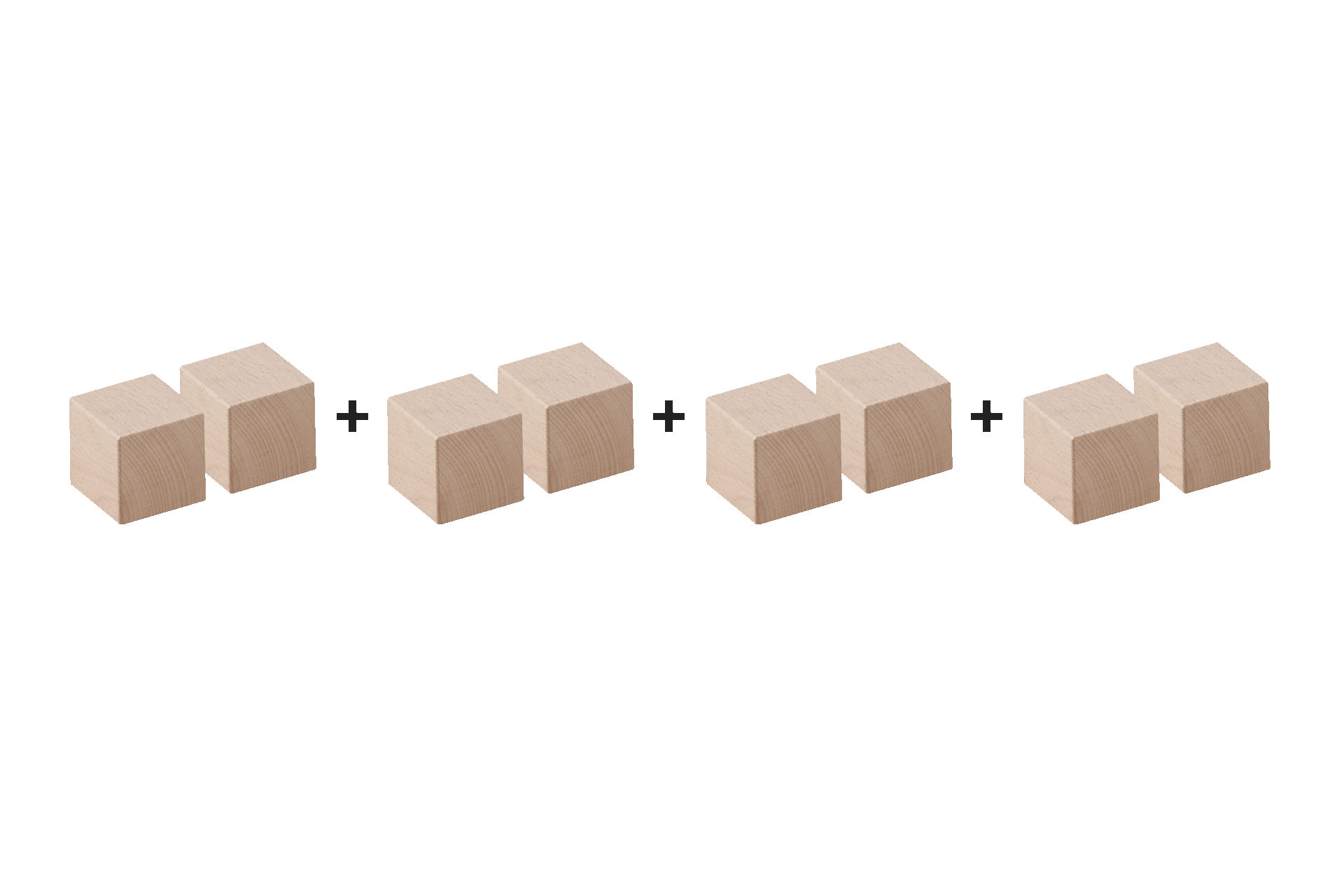 Fröbel - Bauen & Spielen | viereckige Holzbausteine zusammen mit einem Plus Zeichen