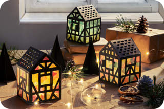 Weihnachtsdeko basteln | bunte Weihnachtsstadt