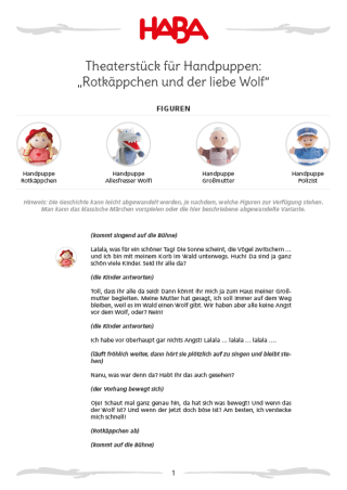 Rotkäppchen und der liebe Wolf | Bild PDF Theaterstück" Rotkäppchen und der liebe Wolf"