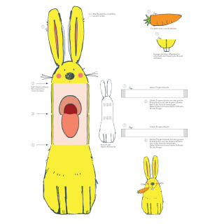 Mal- und Bastelvorlagen |  Image | Bild Bastelvorlage Finger- Osterhase gelb