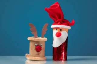  Weihnachtsgeschenke mit Kindern basteln | Elch und Weihnachtsmann aus einer Klopapierrolle