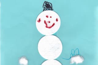 Basteln im Winter | Schneemann aus Wattepads