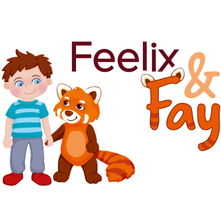 Feelix & Fay | Zeichnung von Feelix und Fay. Junge mit Waschbär 