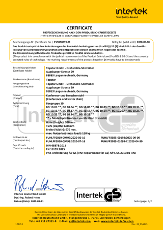 Zertifikate | Stühle/Sitzmöbel | Netzrückenstuhl Visit