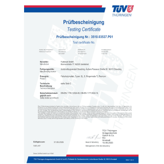Zertifikate | Bewegung/Sport | Fallschutzmatten, Typen SL, S; Ringermatte TL Premium