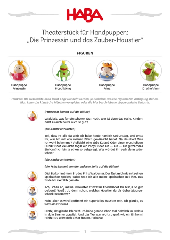 Die Prinzessin und das Zauber-Haustier | Bild PDF Theaterstück Die Prinzessin und das Zauber-Haustier