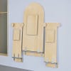 Wandklapptisch, rund L 140 x B 70 cm und 2 Wandklappbänke L 105 x B 35 cm