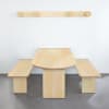 Wandklapptisch, rund L 140 x B 70 cm und 2 Wandklappbänke L 105 x B 35 cm