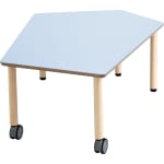 Fünfeck-Tisch grow upp klein, Holzbeine mit Rollenmix, L 115,8 x B 104,2 cm
