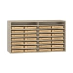 Regalschrank Pureo, offen mit 28 Eigentumskästen, Dekor, B137xH75xT42cm