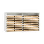 Regalschrank Pureo, offen mit 28 Eigentumskästen, Dekor, B137xH75xT42cm