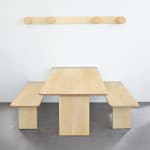 Wandklapptisch, eckig L 120 x B 70 cm und 2 Wandklappbänke L 105 x B 35 cm