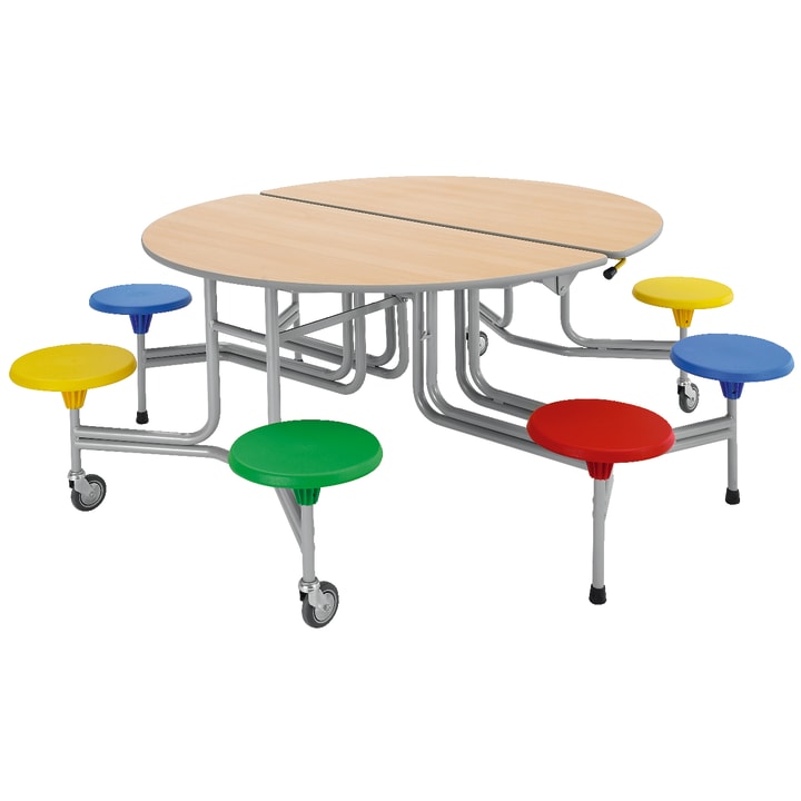 8er-Tisch-Sitz-Kombination, oval, Tisch H69 cm
