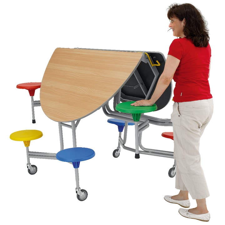 8er-Tisch-Sitz-Kombination, oval, Tisch H69 cm
