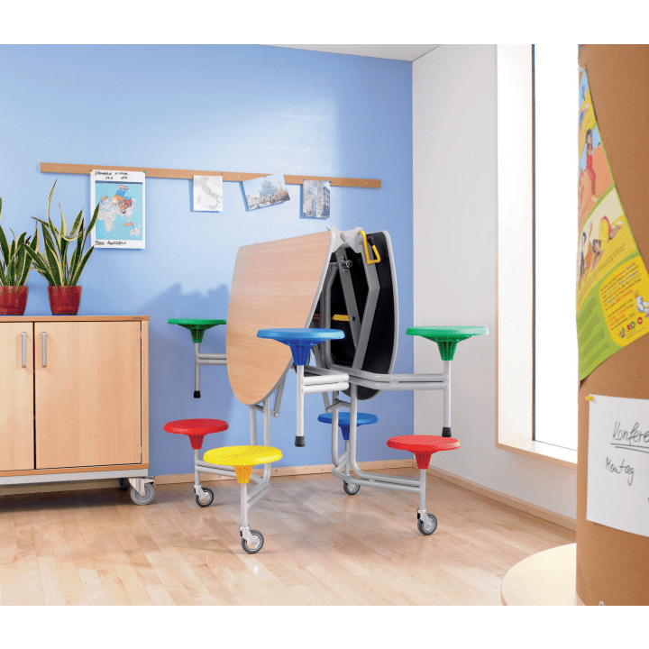 8er-Tisch-Sitz-Kombination, oval, Tisch H69 cm