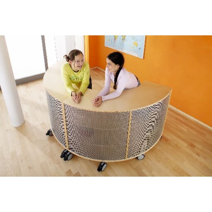 Viertelkreisschrank move upp®, Lochblech am Außenradius, div. Farben, B 142 x H 79 x T 38 cm