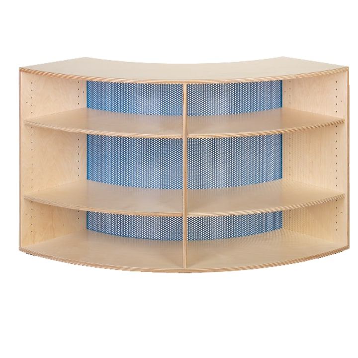 Viertelkreisschrank move upp®, Lochblech am Innenradius, div. Farben, B 142 x H 79 x T 38 cm