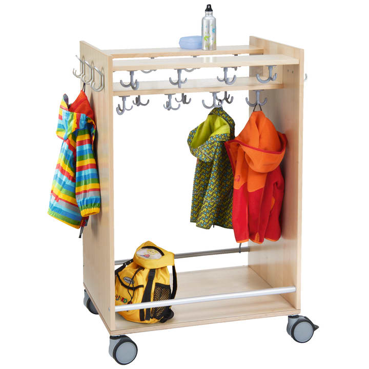 Garderobenwagen, 15 Dreifachhaken und 6 Sicherheitsdoppelhaken, B 89 cm
