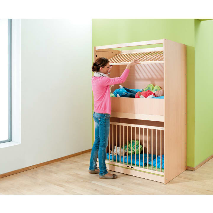 Krippen-Etagenbett mit Gitter, 124x72x190cm