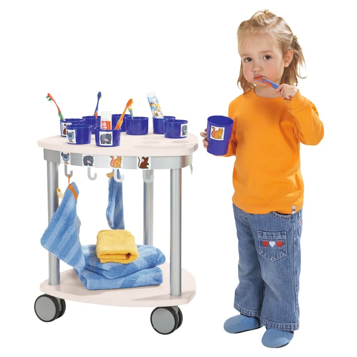 Zahnputzbecher- und Handtuchwagen für 12 Kinder