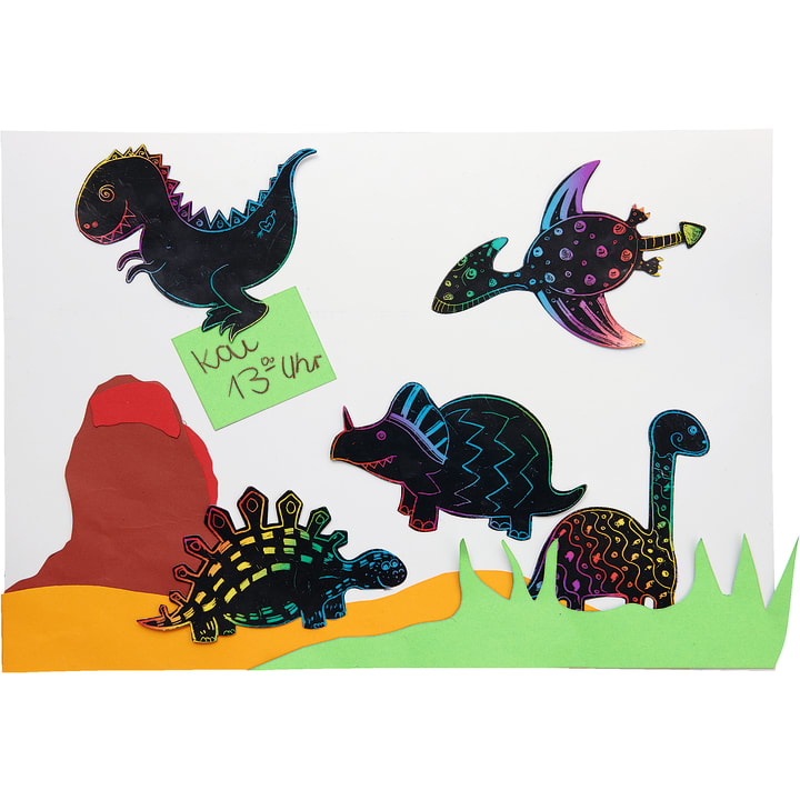 Kratzbilder Dinosaurier, magnetisch, 30 Stück