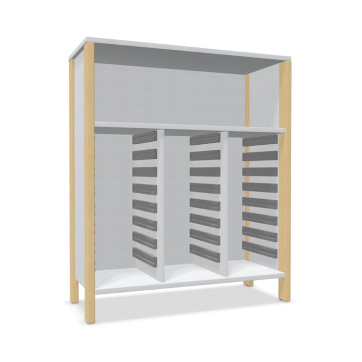 Schrank Linus für 24 Materialboxen, B 110,4 x H 131,8 (mit Füßen) x T 45,7 cm