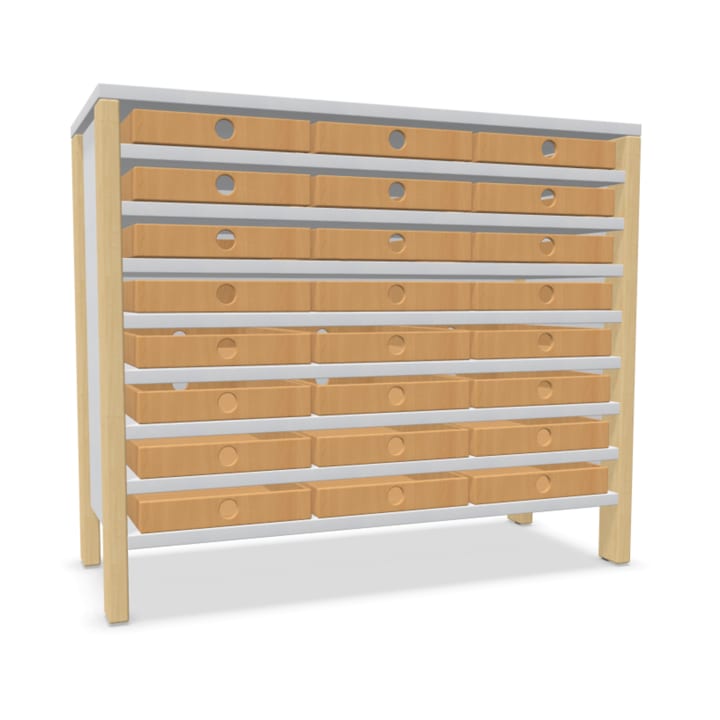 Schrank Linus mit 24 Eigentumskästen, B 110,4 x H 93,4  (mit Füßen) x T 45,7 cm