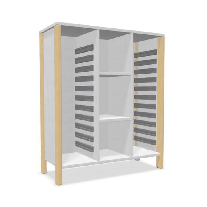 Schrank Linus für 24 Materialboxen, B 110,4 x H 131,8 (mit Füßen) x T 45,7 cm
