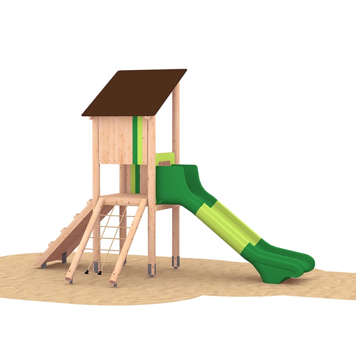 Stelzen-Spielturmanlage mit Rutsche