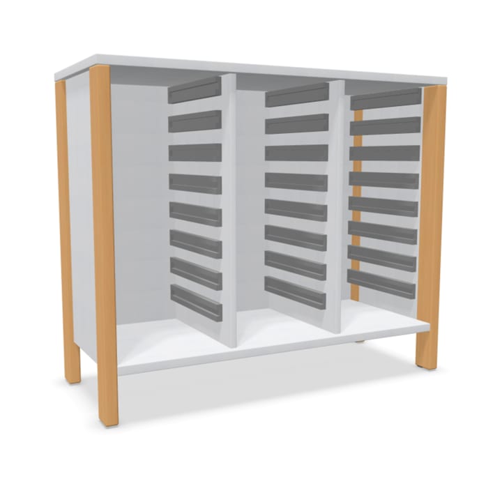 Regalschrank Linus für Materialboxen, B 110,4 x H 93,4  (mit Füßen) x T 45,7 cm