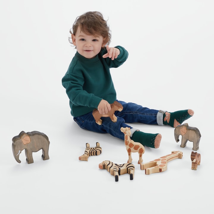 Holztiere-Set, Afrika, 8-teilig