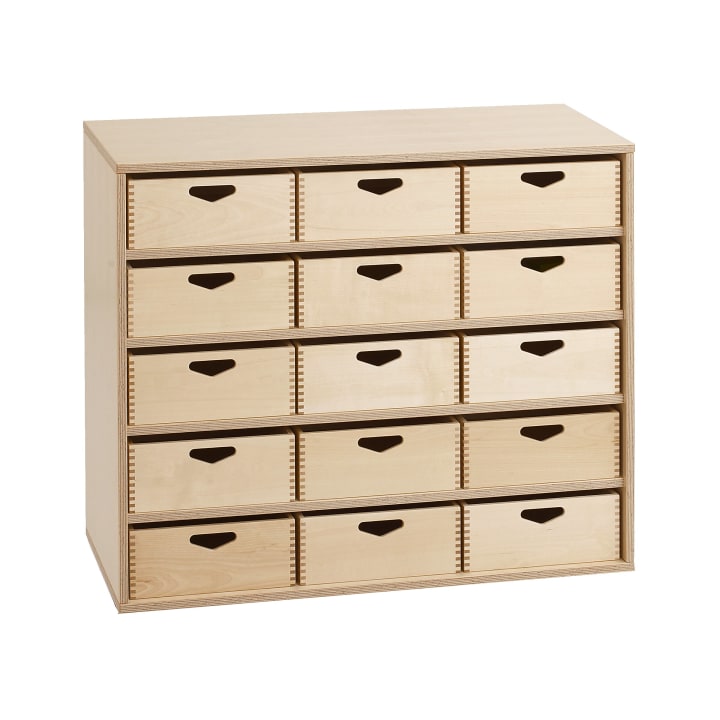 Regalschrank move upp®, mit 15 Materialkästen, B 92,5 x H 79 x T 38 cm
