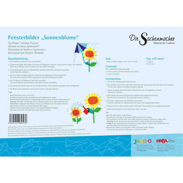 Sachenmacher Fensterbild Sonnenblumen, Fensterfolien-Bastelset