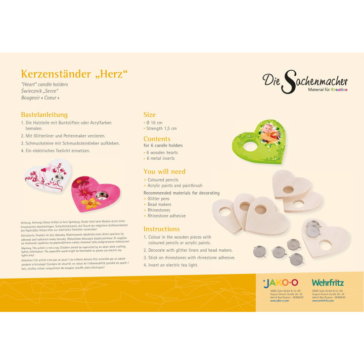 Sachenmacher Kerzenständer Herz, 6 Stück