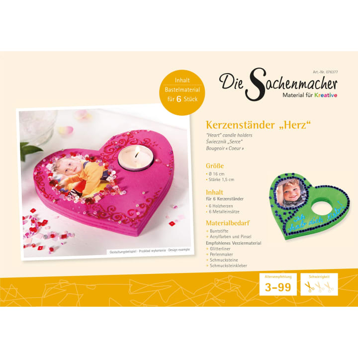 Sachenmacher Kerzenständer Herz, 6 Stück