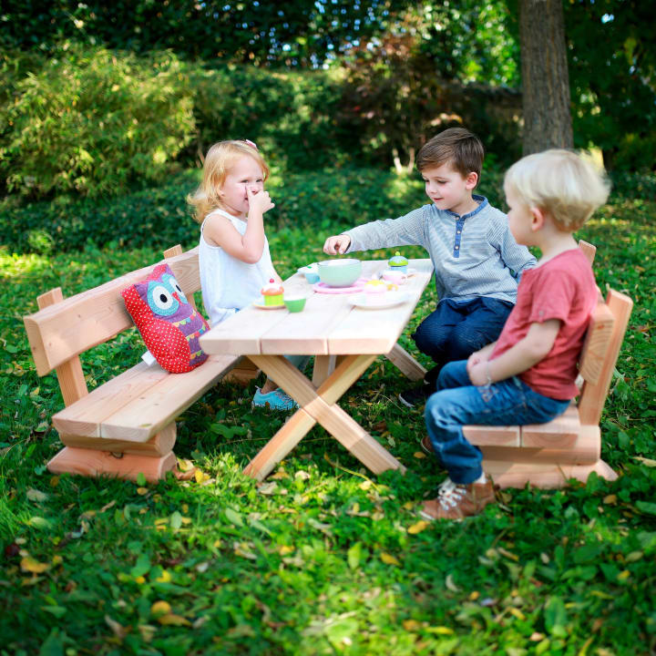 Kita-Gartenbank L100xT24xH50 cm, Sitzhöhe 22 cm, Holzbank